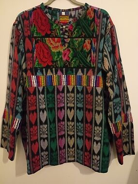 Unknown Women's VTG Embroidered Tapestry Top Guatemala Sz XL